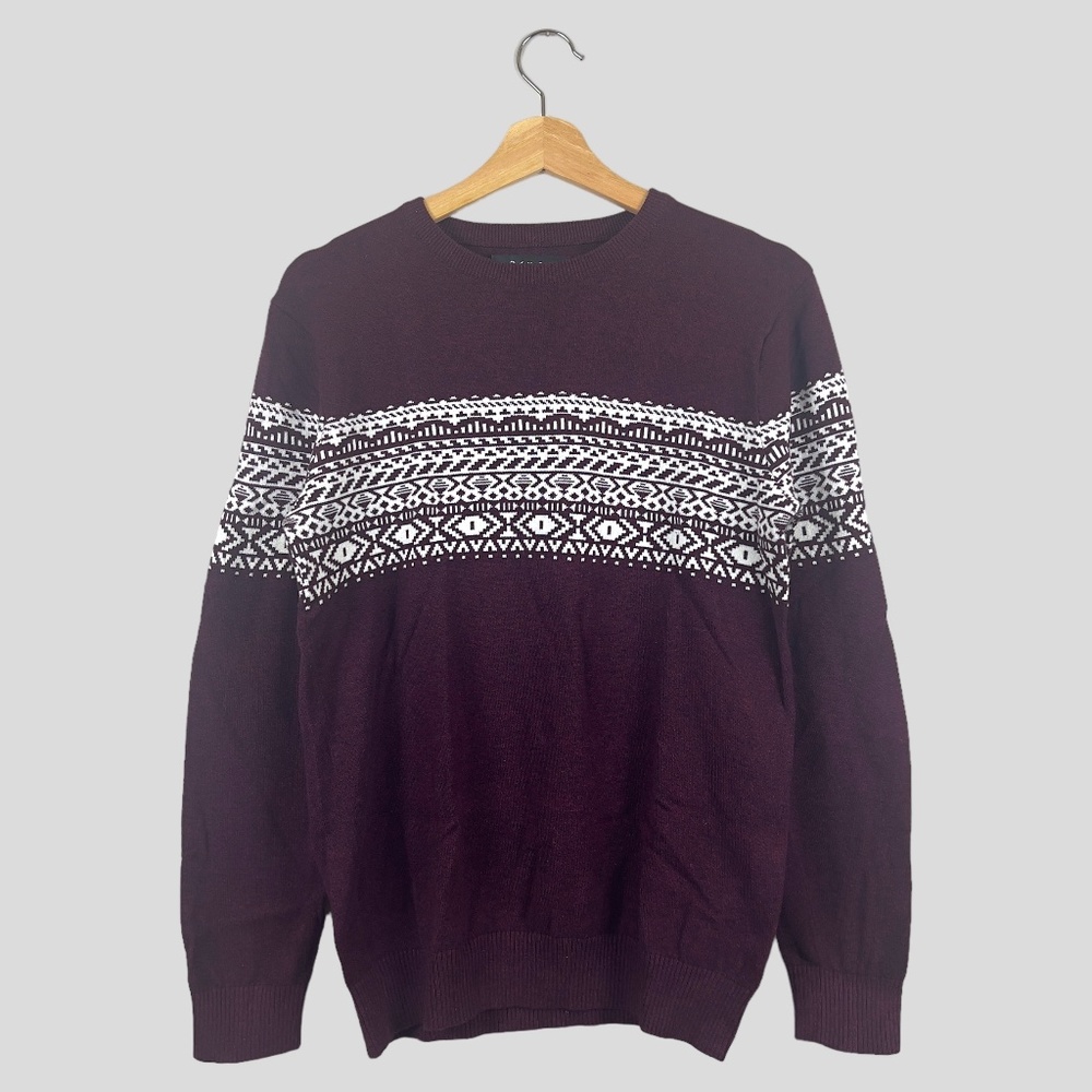 Forever 21 Men Crew Neck Long Sleeve Burgundy Sweater